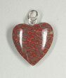 Red Heart, Agatized Dinosaur Bone (Gembone) Pendant #84762-2
